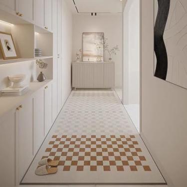 Imagem de HGTRH Tapete de corredor por metro, lavável tapetes de corredor tapete corredor antiderrapante longo fino tapetes de área rosa tapete para sala de estar quarto C 110 x 180 cm