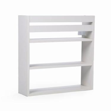 Imagem de Prateleira Multiuso MDF MARITIMO Resistente a Umidade Perfeita Para Cozinhas Banheiros E Lavanderias Com Repartiçoes Suporte Invisivel Com Kit Montagem (BRANCO)