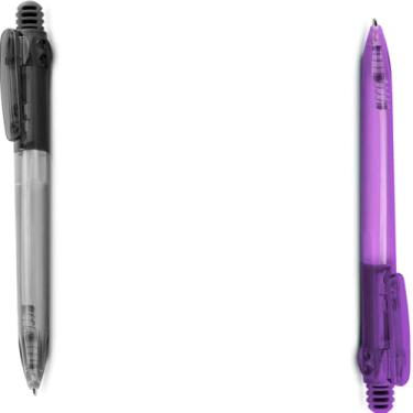 Imagem de Caneta Esferográfica Retrátil com Grip Antiderrapante, Escrita Azul, Plástico Translúcido, 10 Unidades, Design Executivo, Corpo Cilíndrico, para Escritório (Preto e Roxo)