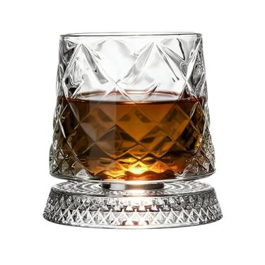 Imagem de Copo giratório - com porta-copos antiquado giratório, copos de coquetel Bourbon | para pai, avô, marido, filho, família e amigos
