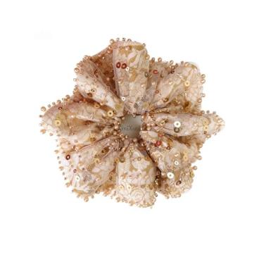 Imagem de Fitas de cabelo de flores para mulheres, faixas de cabelo de renda com lantejoulas, suportes de rabo de cavalo, laços elásticos de cabelo, acessórios de cabelo para festas, uso diário