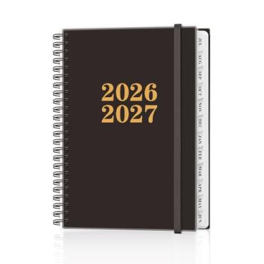 Imagem de Agenda 2026-2027 - Agenda de ano acadêmico de julho de 2026 a junho de 2027, agendas semanais e mensais encadernadas em espiral com abas de 12 meses, bolso interno, 16 cm x 21,6 cm, preto