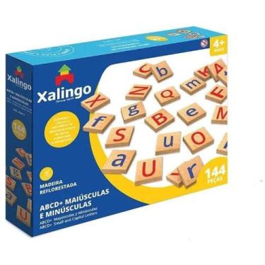 Imagem de Brinquedo Pedagógico Madeira ABC Maiúsculas e Minúsculas 144 Peças - T