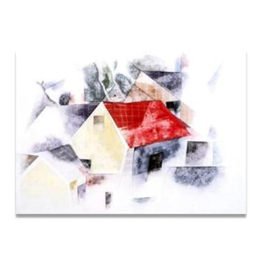 Imagem de LKXGRRSFG Arte de parede em tela I Saw ItCharles Demuth - reprodução de pintura a óleo abstração geométrica, design de interiores colorido ousado 27 x 98 cm sem moldura