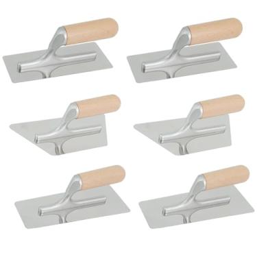 Imagem de LECEHIVO Conjunto de 6 peças de espátula de gesso veneziano com cabo de madeira, 3 tamanhos, concreto polido, gesso trapézio, ferramentas manuais de aço inoxidável, ferramentas de acabamento de