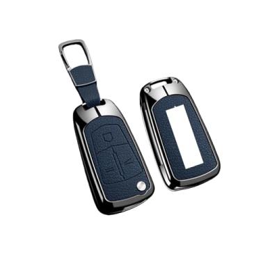 Imagem de Capa para chave remota de couro de liga de zinco para carro compatível com Opel/Astra JH/Corsa/Insignia/Mokka/Zafira/Meriva Acessor de chaveiro protetor(B Blue 1)