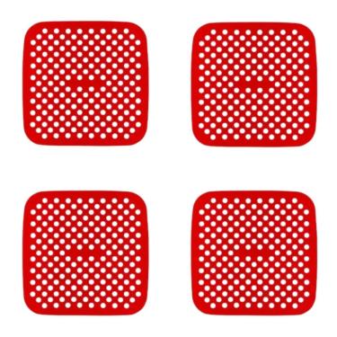 Imagem de Kit 4 Tapete Protetor em Silicone Quadrado Para Air Fryer 21cm