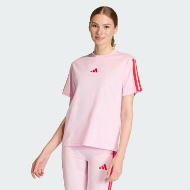 Imagem de Camiseta Adidas 3 Stripes Logo Feminina Rosa, P