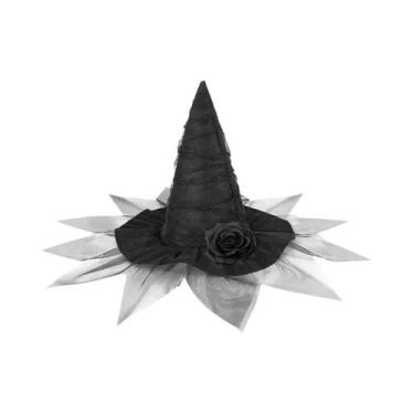 Imagem de Chapéu De Bruxa Gótico Barroco Com Flor De Malha, Acessório Para Fanta