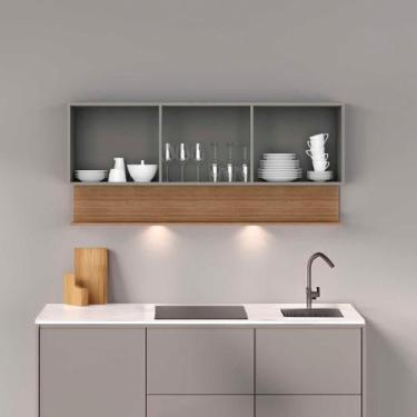 Imagem de Armário Aéreo Cozinha 3 Portas 150 cm Line Kits Paraná, Cinza Gris Fre