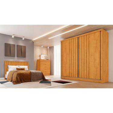 Imagem de Guarda Roupa Europa Mademarques Córdoba 2 Portas de Correr 4 Gavetas MDF Puxador Embutido Móveis Europa