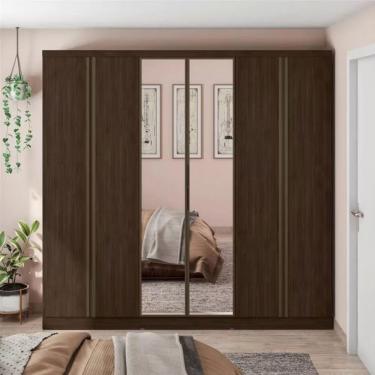 Imagem de Guarda Roupa Casal Monte Rei 6 Portas de Bater 6 Gavetas MDP Café-avelã Bartira Móveis
