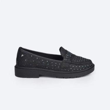 Imagem de Sapato Menina Pampili Tifany Mocassim Glitter Preto 480.005-Feminino