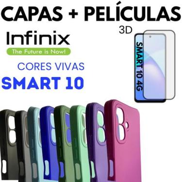Imagem de Capinha + Película Vidro 3D Para Celular Infinix Smart 10 - DB, Preto