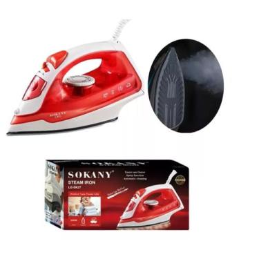 Imagem de Ferro Sokany De Passar Roupa A Vapor Antiaderente, Vermelho, 110V