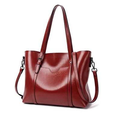 Imagem de Bolsa de ombro Cicilin feminina, de couro, com grande capacidade, bolsa estilo pasta, vinho tinto, One Size