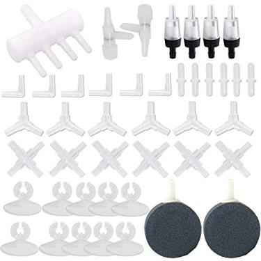 Imagem de Y-Axis 49 peças de acessórios de bomba de ar de aquário com conectores de linha aérea, divisores de linha aérea, pedras de bolhas, válvulas de verificação e ventosas para tanques de peixe de 3/16 polegada Airline