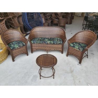 Imagem de Sofá Cadeira Mesa Fibra Varanda Gourmet Área Externa alm maranta preto