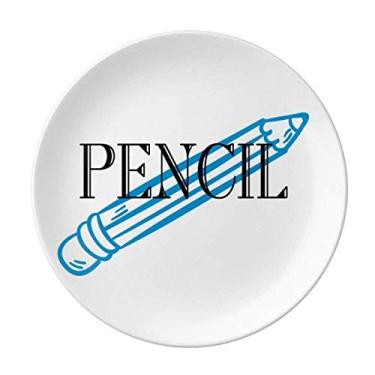 Imagem de Lápis curso, escrita, sala de aula, prato decorativo de porcelana para estudantes, prato de jantar
