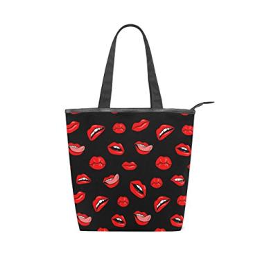 Imagem de Bolsa de ombro Alaza feminina com lábios vermelhos