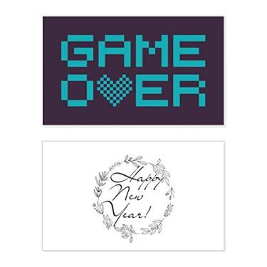Imagem de Cartão de felicitações Blue Game Over Pixel Ano Novo Festival Bless Mensagem presente