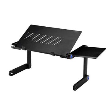Imagem de Bandeja de mesa dobrável de alumínio de rotação de 360° com suporte de refrigeração ajustável e placa de mouse para notebook