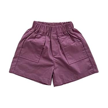 Imagem de Shorts para meninos infantis casuais de verão shorts diários bolso casual moda para roupas infantis shorts de verão (roxo, 3-4 anos)