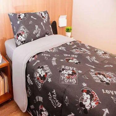 Imagem de Edredom Solteiro Portallar Malha Mickey e Minnie Love