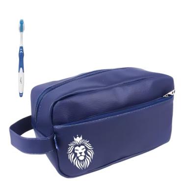 Imagem de Kit Nécessaire Executiva Masculina Premium Azul Com Estampas (Leão)