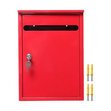 Imagem de XLWLLNJ Caixa de Correio com Fechadura Montada Na Parede, Caixa de Coleção de Sugestões, Caixa de Armazenamento Resistente à Ferrugem, Caixa de Relatório, Vermelho