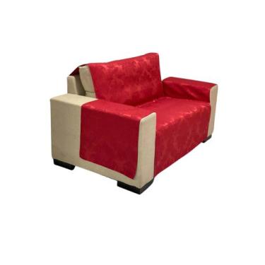 Imagem de Protetor Para Sofá Com Braços Jacquard - MUMUDECOR, 12 VERMELHO, 2 LUG