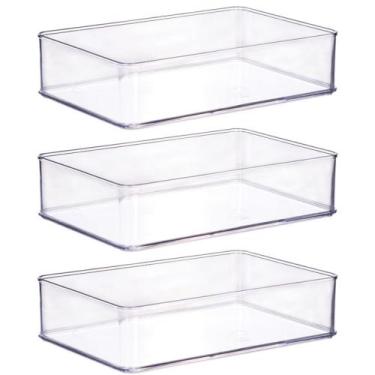 Imagem de Organizador de plástico acrílico 21,9 x 14,6 x 5,45 cm H1 3 unidades P