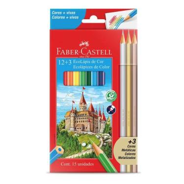 Imagem de Lápis de Cor Com 12 + 3 cores Metálicas Faber Castell
