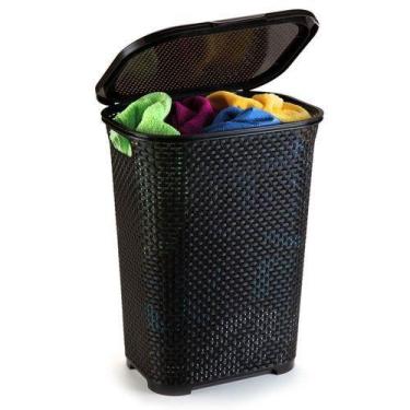 Imagem de Cesto Rattan Grande C/ Tampa Basculada Preto 25665 Arqplast, Preto