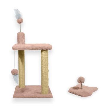 Imagem de Arranhador para Gatos Sisal Plataforma 2 Andares com Brinquedo Mola Ma