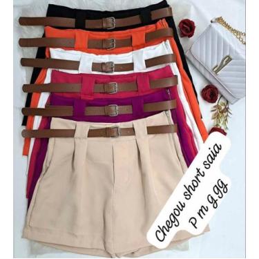 Imagem de Shorts Saia Curto Alfaiataria Chic Elegante com cinto Luxo Moda Femini