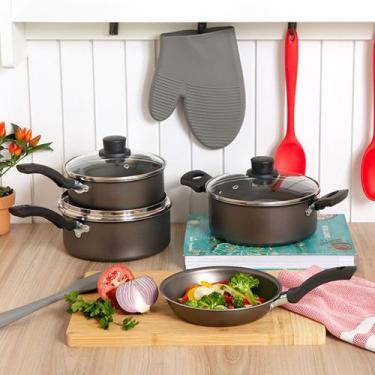 Imagem de Conjunto de Panelas 4 Peças Antiaderente com Tampa de Vidro Copacabana