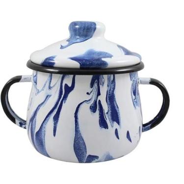 Imagem de Açucareiro Esmaltado Marmorizado Azul 380 ml - Ewel