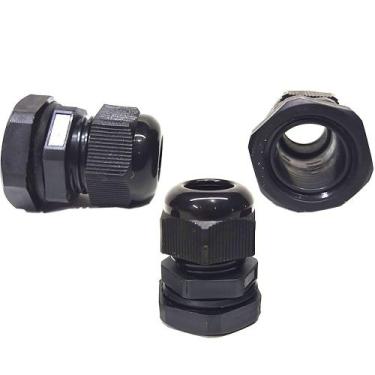 Imagem de Kit 5 Prensa Cabo BSP 1/2 Nylon com Vedação IP68 Fio Preto - 3MAJ