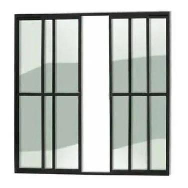 Imagem de Porta balcão 4 folhas 2,10x2,00 com fechadura no alumínio preto - Come