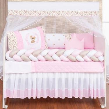 Imagem de Kit berço e lençol com elástico macio modelo urso ted marinho lilás co