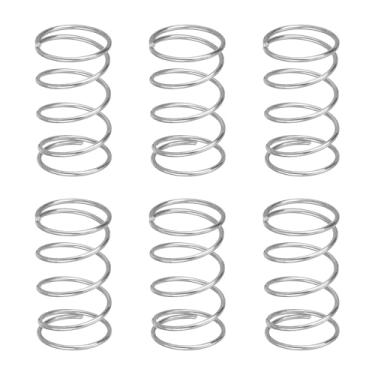Imagem de uxcell 6 molas de compressão, 0,8 mm de diâmetro do fio x 12 mm OD x 20 mm de comprimento, extensão de aço inoxidável 304, mola esferográfica, molas de pressão para reparos domésticos em lojas, prata