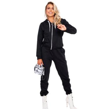 Imagem de Conjunto  Moletom  Feminino Agasalho Blusa de frio Calça inverno  - Gi