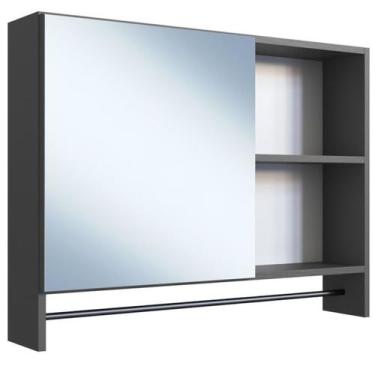 Imagem de Armario Para Banheiro 01 Porta Com Espelho 80cm Grafite PRODDY - Milan