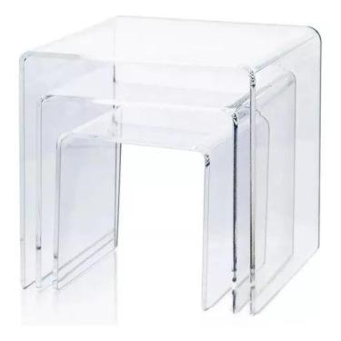 Imagem de Expositor Acrilico Plataforma Vitrine Quarto Kit 3 Peças Ps - Loja Din