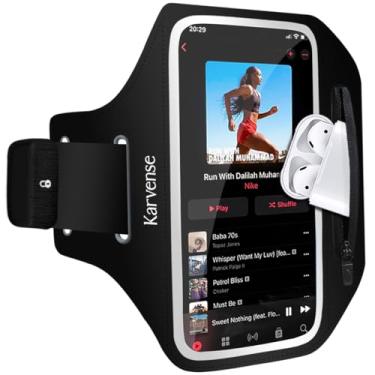 Imagem de Karvense Suporte para Telefone de Corrida, Faixa de Braço para Corrida para Iphone e Samsung Galaxy, Suporte de Braçadeira de Telefone Celular para Caminhada, Academia, Treino, Homens, Mulheres, com A