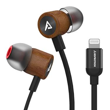 Imagem de ADPROTECH Fones de Ouvido Lightning com Fio Fones de Ouvido com Certificação Mfi de Madeira Fone de Ouvido Intra-Auricular Magnético com Microfone e Controlador de Volume Compatível com Iphone 14 13 1