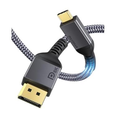 Imagem de Maxonar Usb C para Displayport Vesa Certificado, 8K 60 Hz Tipo C para Cabo Dp 6 Pés/1,8 M(4K 60 Hz 144 Hz 120 Hz 2 K 240 Hz) Adaptador de Modo Alt 32,4 Gbps 1,4 Hbr3 para 2021 Macbook Pro M1 Mac Mini,
