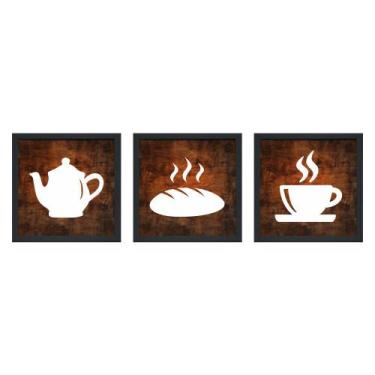 Imagem de KIT Placas com Moldura Bule Xícara Café Padaria Cozinha Copa - Looks O