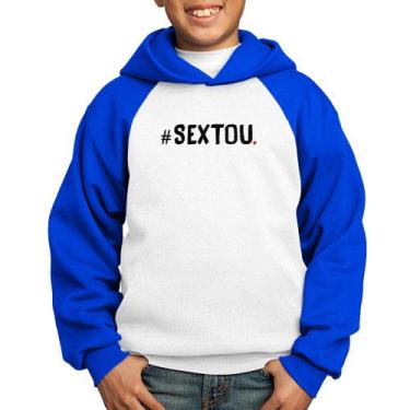 Imagem de Moletom Infantil Sextou Hashtag - Foca na Moda, Branco, Azul, 10